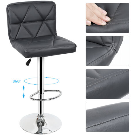 2Chaises de Bar Chaises en Similicuir Réglable et Adjustable Réglable 55-75cm gris (1/5)