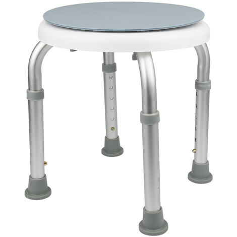 Tabouret de Douche Rond à Hauteur Réglable,®,tabouret de douche,siège de baignoire, tabouret de salle de bain,réglable en hauteur et rotatif à 360 °,couleur inox (1/5)