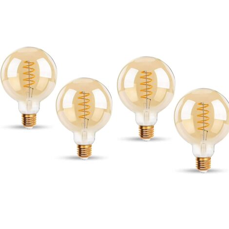 Ampoules Led 6w Edison Vintage g80, Blanc Chaud 2200k e27 Equivalent à Ampoule Incandescente 48w Ampoule Rétro à Filament Rétro Antique Lampe Décorative Non-Dimmable Lot De 4 (1/5)