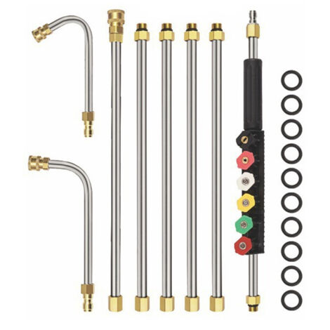 Keyoung – Barres d'extension pour nettoyeur haute pression – 6 embouts de buse – Longueur ajustable – 4000 PSI – Laiton et acier inoxydable - 4000PSI (1/5)