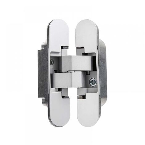 – Lot de 2 charnières invisibles pour portes lourdes – Charge 40 kg – Ouverture 180º – Réglage tridimensionnel – Zamak (1/4)