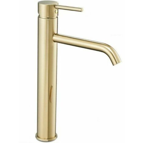 Keyoung – Robinet simple de lavabo doré – Finition métal – Hauteur 310mm – Installation indépendante – Forme de bec céramique (1/4)