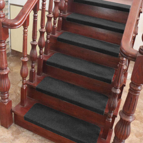 Lot de 15 tapis de marches d'escalier antidérapants et adhésifs pour l'intérieur 6525cm noir (1/5)