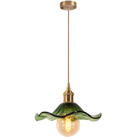 Plafonnier D'Intérieur Vintage Suspension Luminaire En Verre Lustre Rétro Suspension Moderne En Verre Pour Salon, Chambre, Couloir Vert (1/5)
