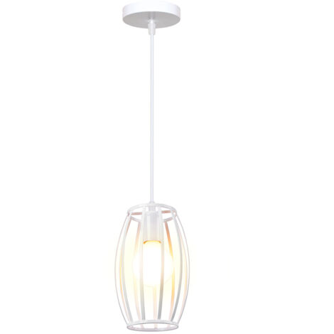 Suspension Luminaire D'Intérieur Rétro Lustre Vintage Plafonnier En Métal Pour Chambre À Coucher, Salon, Salle À Manger, Cuisine Blanc (1/5)