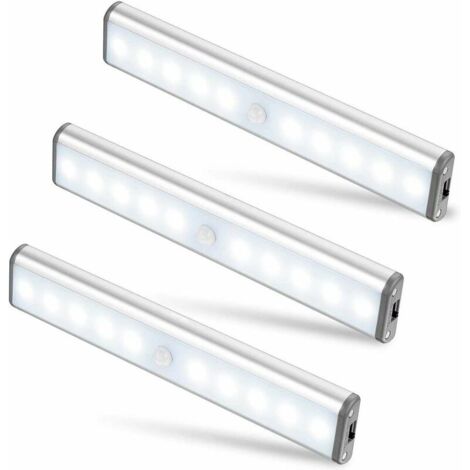 Éclairage d'armoire à trois 10 LED, sans fil, USB rechargeable, 2 modes d'éclairage, portable. Lampes de placard, magnétique, détecteur de mouvement, lumières de secours, veilleuses pour enfants,SEMAk (1/5)