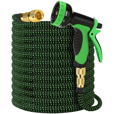 Tuyau d’arrosage Extensible 15m/50Ft avec 10 Modèles de Pulvérisation Convient aux Robinets de 1/2" et 3/4" Raccords en Laiton Massif Durables Pour Jardin Arrosage Nettoyage (1/5)