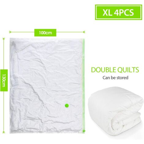 Sacs de Rangement Extra-Larges Sous Vide 4-Pack Géants [130x100cm] pour Vêtements, Couettes/Literie (4 pièces (XL)) (1/5)