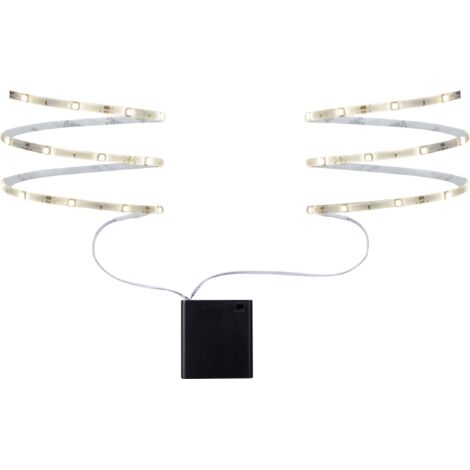 Paulmann – Ruban LED 800mm blanc chaud 1,8W à piles – Dos autocollant pour installation facile – Éclairage décoratif intérieur – 95 lm, 2700 K (1/6)