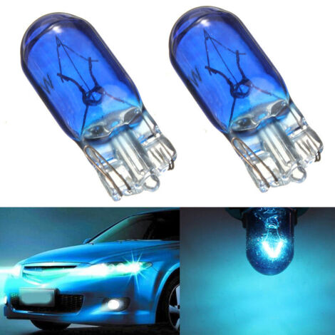 FlkwoH 2x T10 W5W 501 5W voiture ampoule halogène tableau de bord intérieur cale coté lumière lampe bleu (1/5)