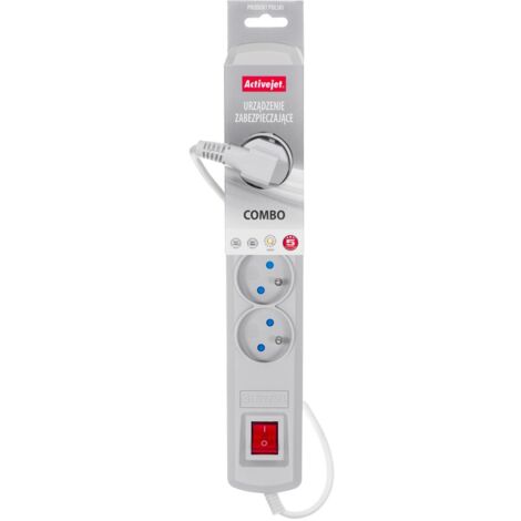 Multiprise Activejet grise avec cordon ACJ COMBO 5G/1,5M/BEZP. AU/S (1/4)