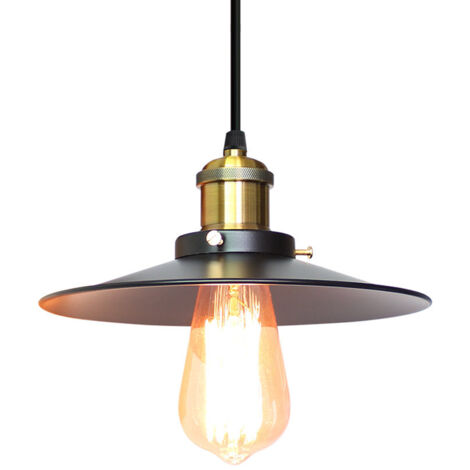 22cm Plafonnier Lustre Eclairage Suspension Pendentif Noir (1/4)