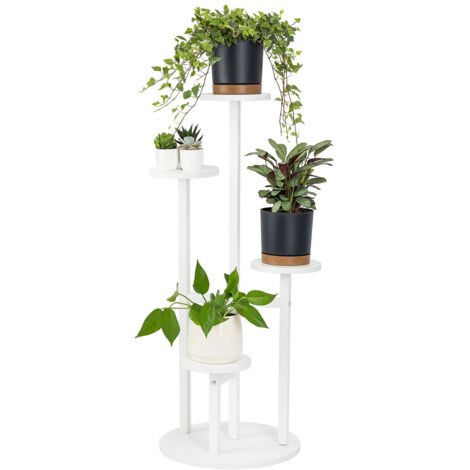Support à fleurs universel FINO - blanc, support à fleurs à 4 niveaux pour 6 pots (1/5)