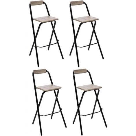 Lot de 4 chaises de bar Louna - Noir et beige - L 51 x H 97 cm - Livraison gratuite (1/5)