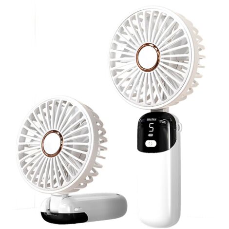 Ventilateur à Main, Mini Ventilateur Portatif Ventilateur de Bureau USB,Petit Ventilateur de Poche 5 Vitesses Avec Base, Ventilateur de pulvérisation pour la Maison, le Bureau, les Voyages