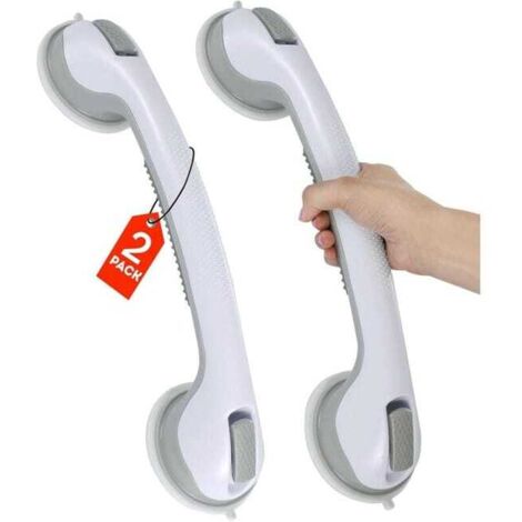 Barres d'appui pour baignoires et douches, lot de 2 poignées douche robustes avec ventouse 40 cm, rampes bain amovibles personnes âgées handicapées, sécurité salle sans perçage étanches (1/5)