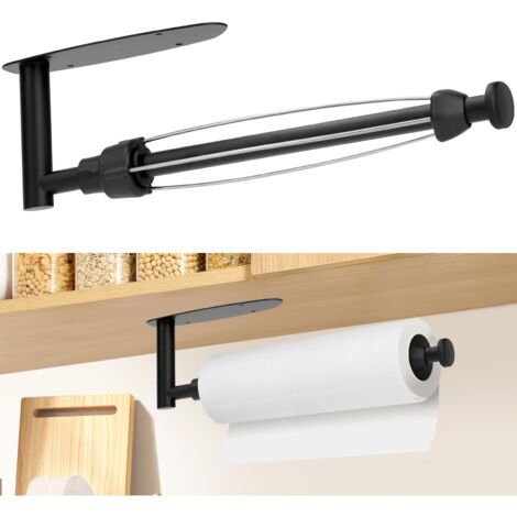 Porte Sopalin Con Effet Amortissant, Support Sopalin Auto-adhésif, Dderouleur Essuie Tout Murale pour Cuisine, Salle de Bain, Placards, Noir (1/5)