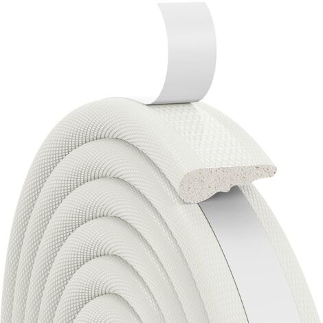 Joint Fenetre Isolation, 5m Joint Fenêtre et Porte de Mousse Adhésive, Bande Caoutchouc Antichoc, Boudin PVC Cadre Porte,Isolation du bruit et Froid, pour Joint porte entree, Fenetre (Blanc) (1/5)