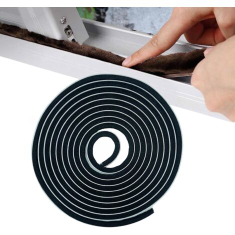 Joint Brosse Porte, 10 M(L) x 9 mm(B) x 5 mm(D), Noir, Joint Fenetrepour Lsolation Phonique Porte, Joint Brosse Adhesif, Joint Brosse Porte Coulissante, Joint Brosse Moustiquaire