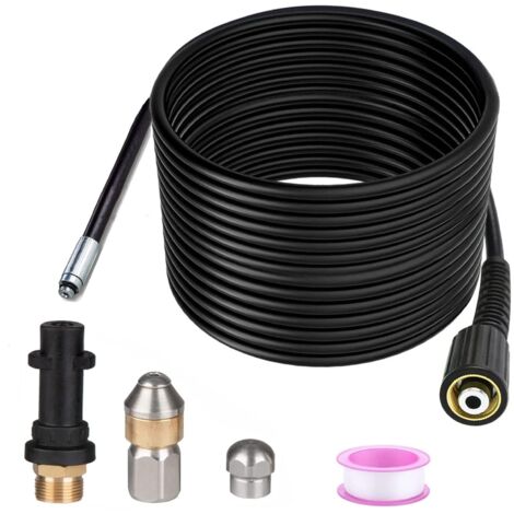 15m Déboucheur Canalisation Compatible avec Karcher Nettoyeur Haute Pression Déboucheur Canalisation Professionnel Compatible K2 K3 K4 K5 K7