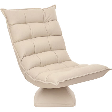 Fauteuil de lecture inclinable pivotant, aspect lin, 62 cm x 70 cm x 95 cm, beige (1/5)