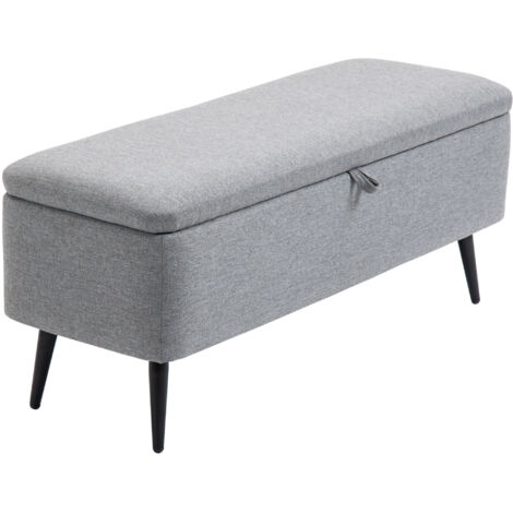 Banc de rangement en velours gris, pour chambre, salon et entrée, 101 x 38,5 x 44,5 cm (1/5)
