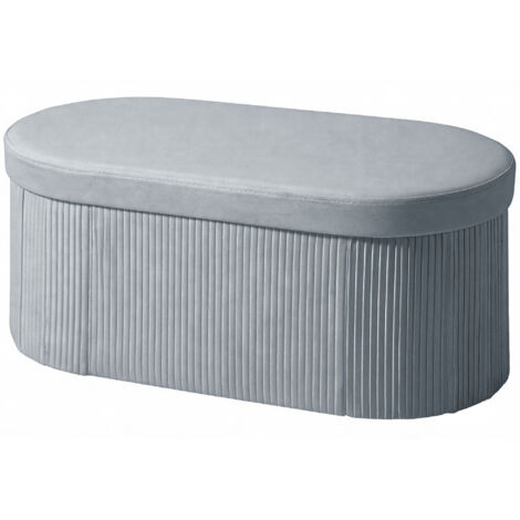 Banc de rangement pliable aspect velours, idéal pour le salon, 76 x 38 x 35 cm, gris foncé (1/5)
