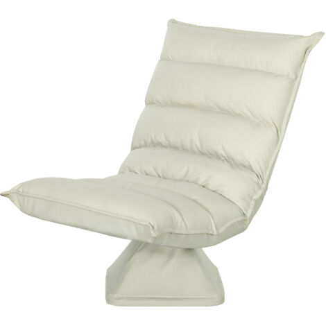 Fauteuil pivotant à 360° et inclinable sur 3 positions, revêtement en tissu rembourré, 62 x 70 x 95 cm, beige (1/5)