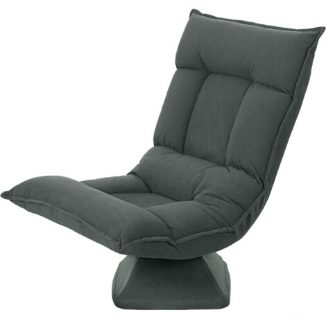 Fauteuil de sol pivotant avec dossier réglable en 5 positions, revêtement moderne, gris foncé (1/5)