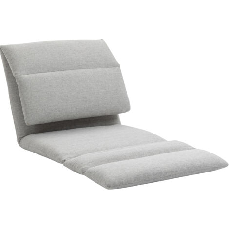 Fauteuil de sol, matelas d'appoint, aspect lin, revêtement respirant, gris clair (1/5)