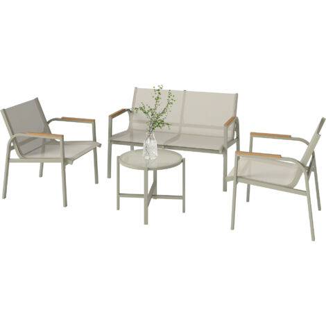 Ensemble de canapé d'extérieur avec causeuse et 2 fauteuils, vert (1/5)