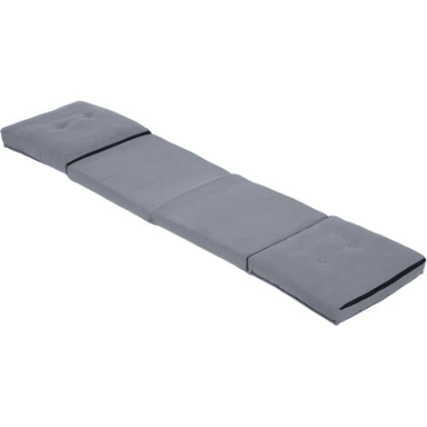 Fauteuil de sol pliable en velours côtelé, matelas de sol avec dossier réglable en 5 positions, 59 x 230 x 15 cm, gris (1/5)