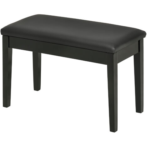 Banc de piano, banc de piano pour 1 personne, rembourré, pieds en bois, noir