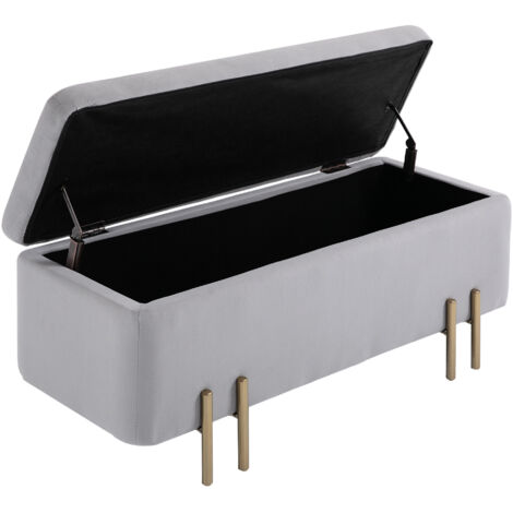 Banc de rangement rembourré pour salon et chambre, 100 x 40 x 42 cm, gris (1/5)