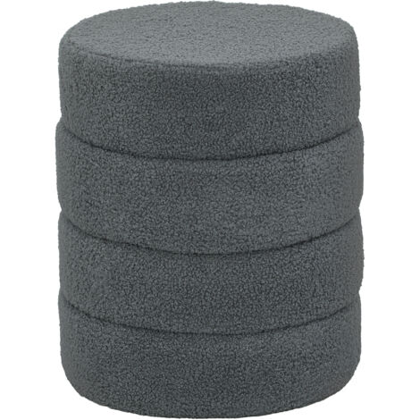 Tabouret rond en polaire douce, jusqu'à 120 kg, Ø 40 x H 45 cm, gris foncé (1/5)