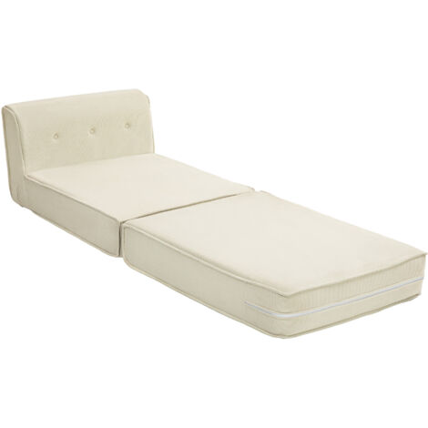 Canapé de sol, matelas d'appoint pliable, léger, revêtement en velours côtelé, 73 x 100 x 65 cm, blanc crème (1/5)