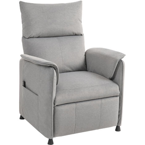 Fauteuil inclinable électrique avec télécommande et repose-pieds, revêtement en velours, 80 x 83 x 104 cm, gris (1/5)