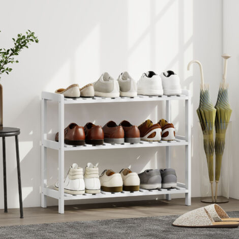 Étagère à chaussures en bois de pin blanc à 3 niveaux 70 cm de large ...