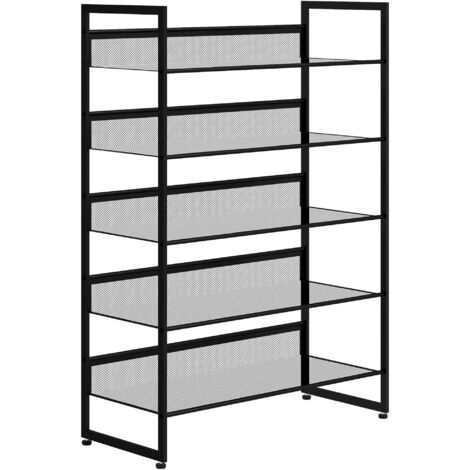 Étagère à chaussures, rangement pour chaussures, présentoir à chaussures, 5 étagères, 72 cm x 30 cm x 102 cm, noir (1/5)
