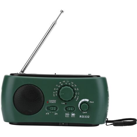 Radio Solaire,Radio Multibanda Solar Dinamo,Radio Portable Solaire,Solaire Main Manivelle Wind Up Radio LED Lampe De Poche,Portable Cam d'urgence Énergie Solaire Mo Am/FM Radio avec LED (1/5)
