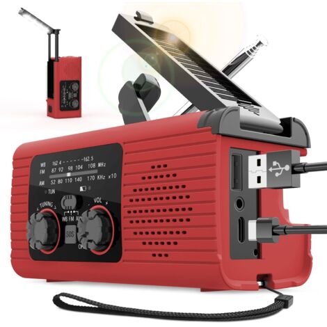 Radio Urgence AM/FM/NOAA avec Radio DynamoRechargeable Solaire - Lampe De Poche LED, Alarme SOS EtDynamo À Manivelle, Équipement De Camping d'urgence pour Les Longs Voyages Et Les Voyages en Voiture (1/5)
