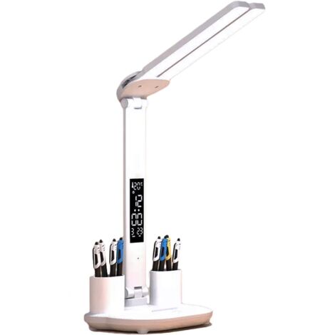 Lampe de bureau LED à intensité variable avec 3 températures de couleur - Affichage LCD multifonctionnel - Lampe de chevet sans scintillement et protection des yeux - Idéale pour le bureau, la chambre