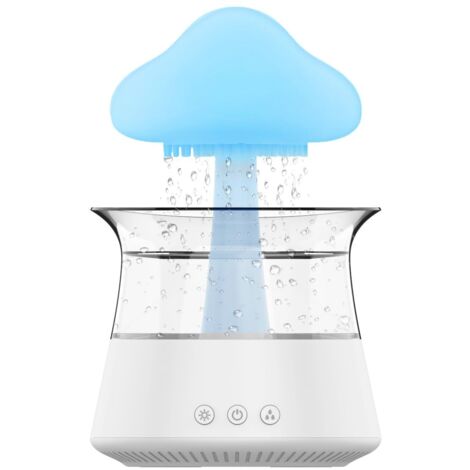 Humidificateur Nuage de Pluie 300 ml - 7 Veilleuses, 3 Modes Pluie/Brouillard - Pour Chambre, Maison, Bureau, Voiture (Blanc) (1/5)