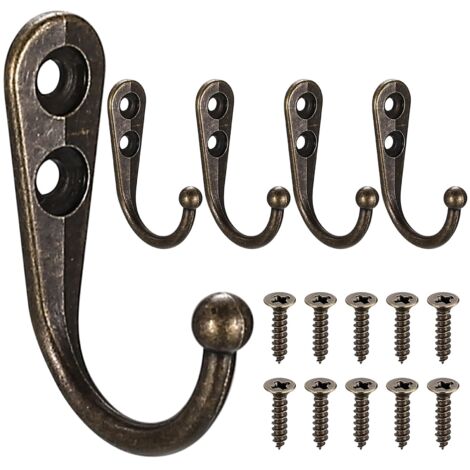 5 Pcs Crochet Mural, Patère Murale en Bronze, Crochets Muraux Patère avec Vis, Métal Crochet Porte-Manteau Vintage, Porte-Manteau Rétro pour Chambre Salle de Bain (1/5)