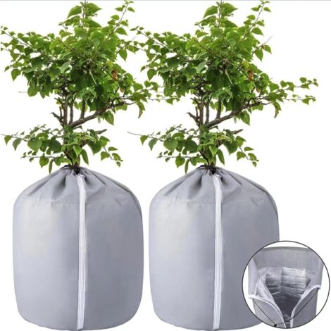Housses de Protection en Pot pour Plantes, Voile hivernage Plante Exterieur 50x45cm, Voile d'hivernage Protection Plantes en Pot avec Zip&Cordon, Sac de Protection Thermique Pot de Fleurs (1/5)