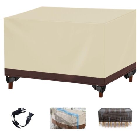 Housse Salon de Jardin, Tissu Housse Table de Jardin 420D Oxford Extérieur,Anti-UV Bache Housses Mobilier de Jardin,pour Ensembles Table et Canap-Beige Brown 60x60x60cm(LxWxH) (1/5)
