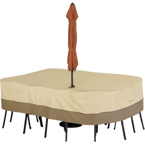 Housse pour Ensemble Table ET CHAISES avec Trou pour Parasol – L (1/5)