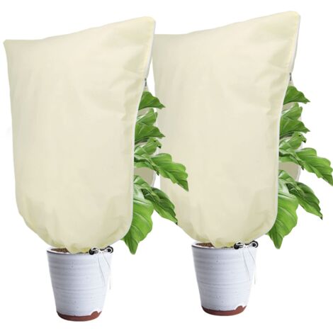 2PCS 100 80cm Housses de Protection pour Plantes, 90g/㎡ Sac de Protection pour Plantes avec Fermeture éclair et Cordon de Serrage Protection Contre Le Gel Contre Les la Neige (100 80cm) (1/5)