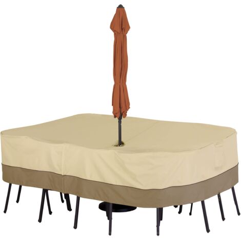 Housse pour Ensemble Table ET CHAISES avec Trou pour Parasol – M (1/5)