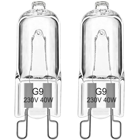 Ampoule Halogène G9 Pour Four 40W 230V Ampoule de Four G9 Dimmable Tolérance 300°C Pour AEG/Neff/Whirlpool/Smeg/Bosch, Micro-ondes, Blanc Chaud 2700K, Lot de 2